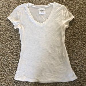 White Burnout V-neck Tshirt. Size Medium